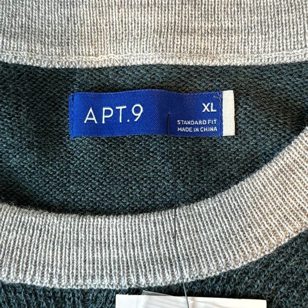 NWT Apartment 9 Men’s Green/Gray Merino Wool‎ Blend Crewneck Sweater in Size XL